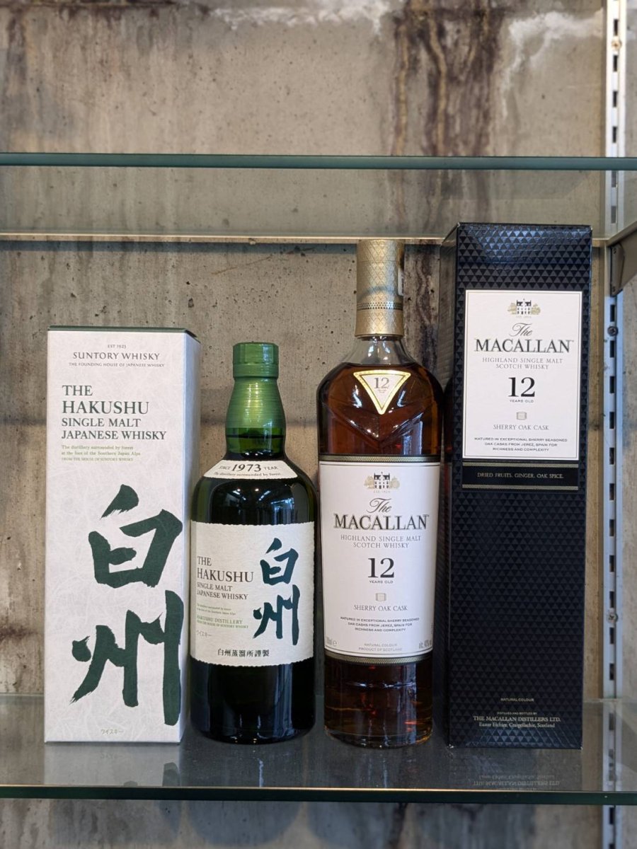 画像1: サントリーシングルモルト白州43％700ml&ザ・マッカランシェリーオーク12年40％700ml飲み比べセット (1)